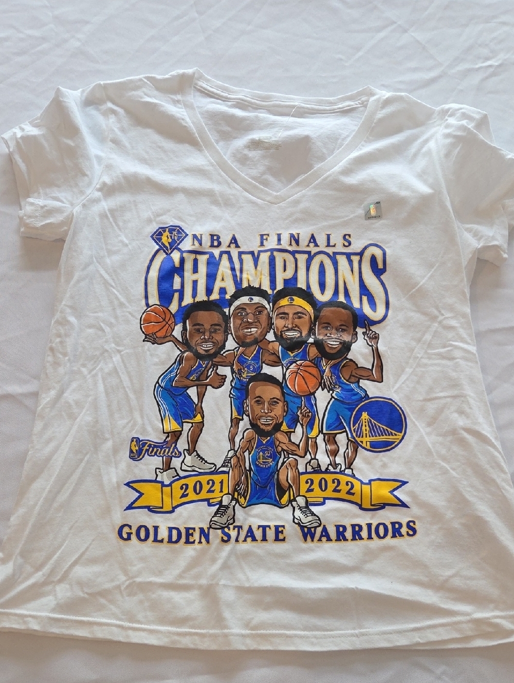 NBA Golden State Warriors White Tee with Blue & Gold Champions Graphic